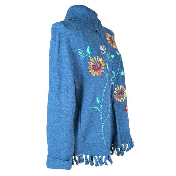 Vintage Women's Small/Petite Alfred Dunner Embroidered Floral Turtleneck Sweater - Picture 2 of 14